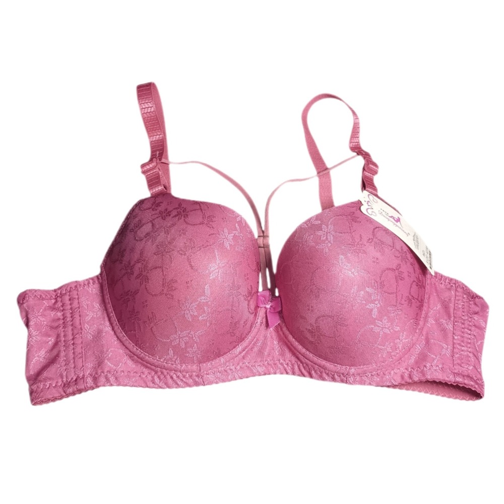 Duoqingguniang Underwire Push Up Criss Cross‎ Back Bra Pink NWT SKUW573